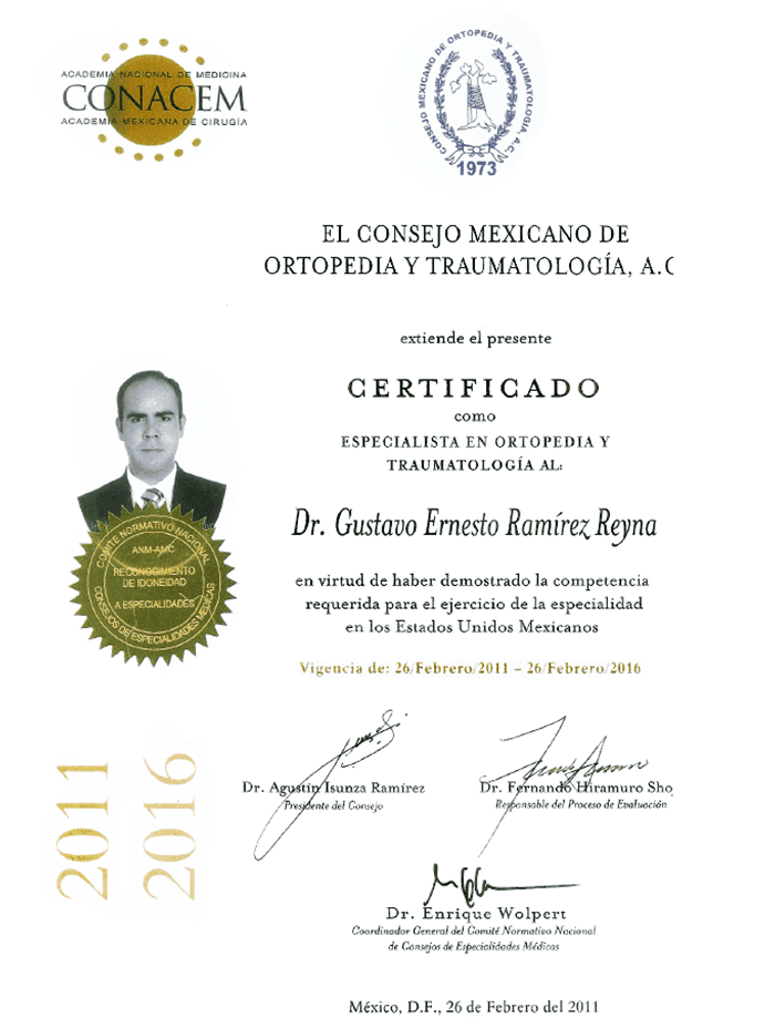 Ajijic orthopedist doctor certificate