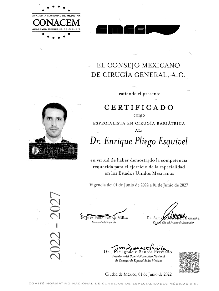 Cancun bariatric doctor certificate
