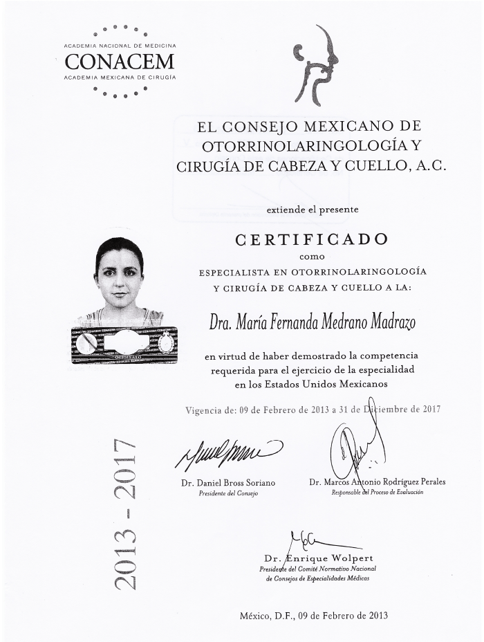 Cancun ENT certificate
