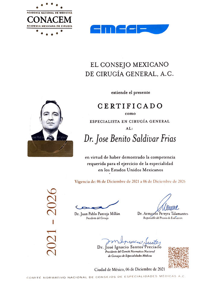 Ciudad Juarez surgeon certificate
