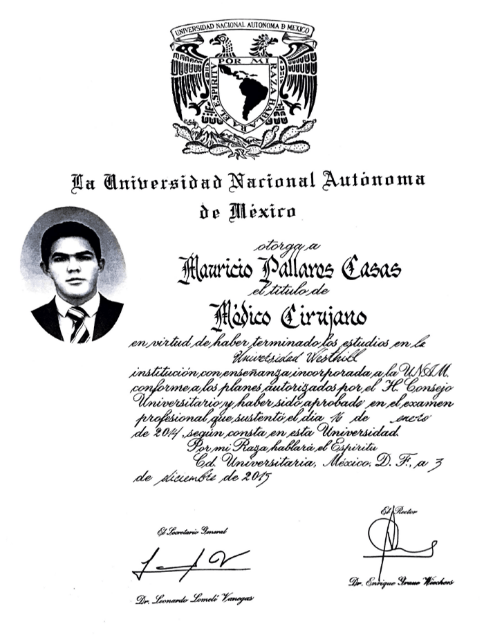 Ciudad Juarez orthopedist doctor certificate