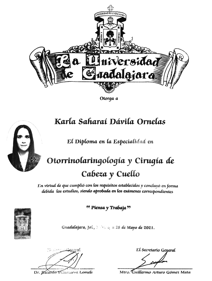 Ciudad Juarez ENT certificate
