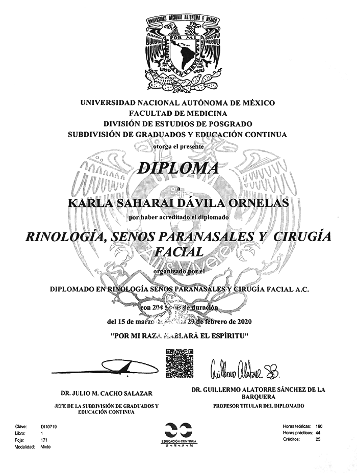 Ciudad Juarez ENT certificate