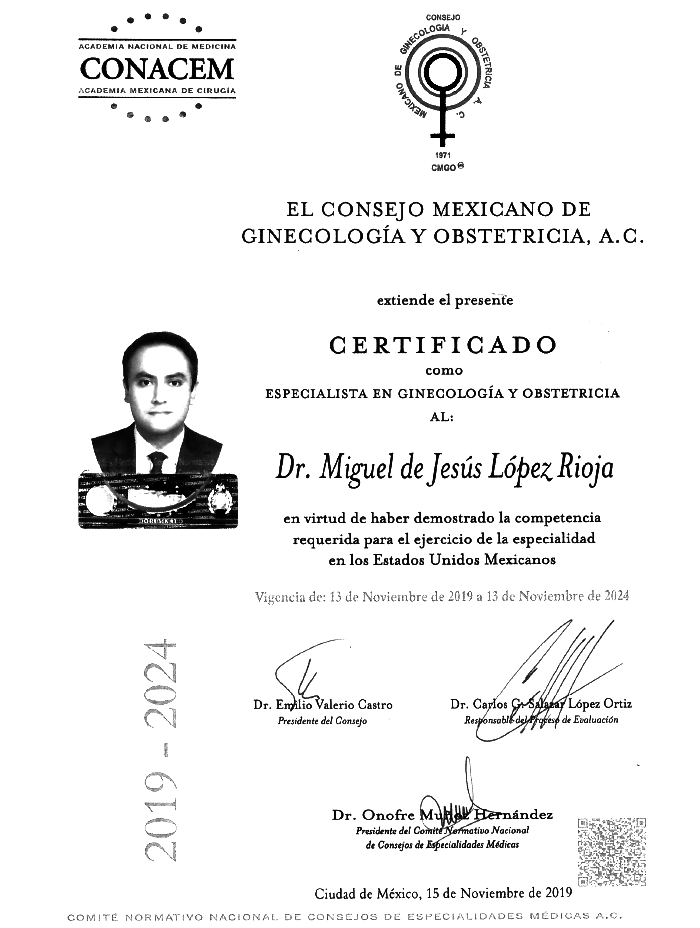 Culiacan Fertility doctor certificate