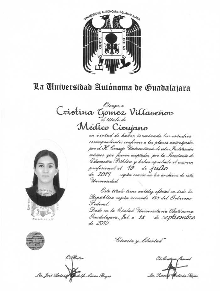 Culiacan Gynecologist doctor certificate