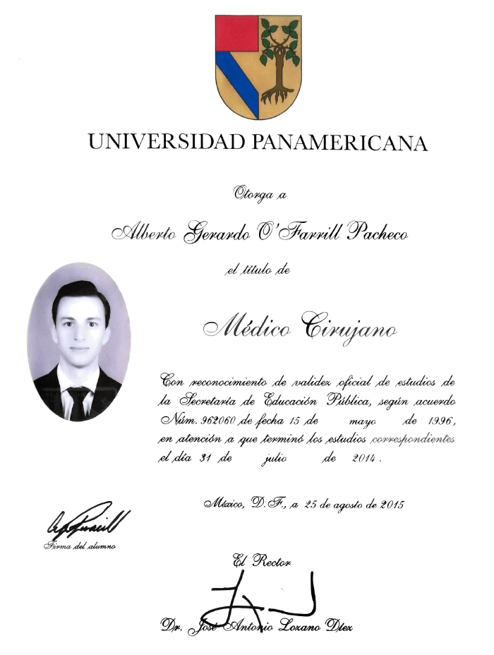 Estado de Mexico plastic surgeon doctor certificate