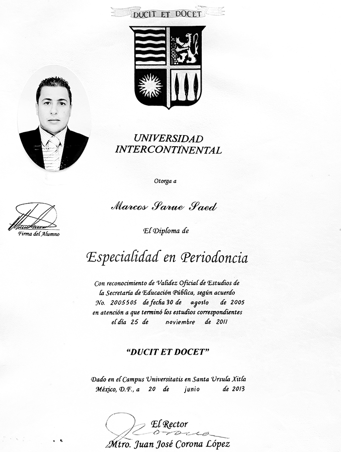 Estado de Mexico dentist certificate