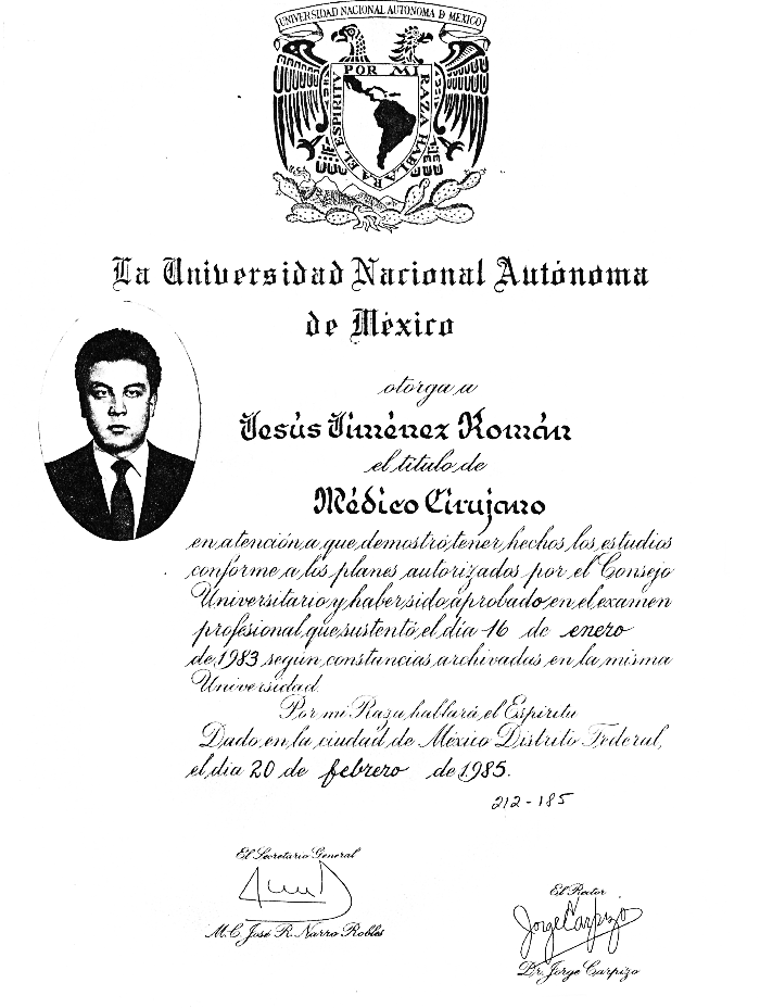Estado de Mexico ophthalmologic doctor certificate