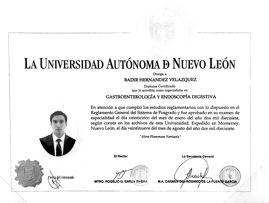 Ensenada endoscopist doctor certificate