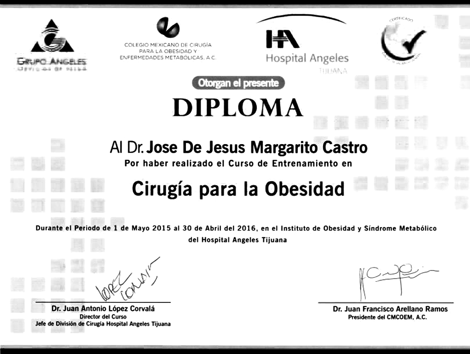 Guadalajara bariatric doctor certificate