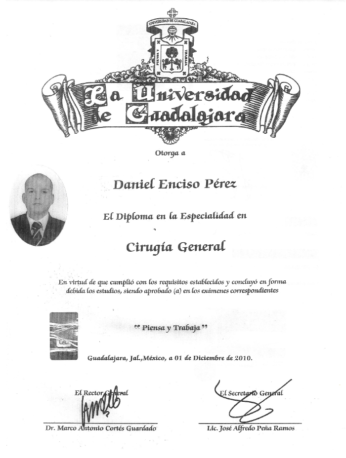 Guadalajara endoscopist doctor certificate