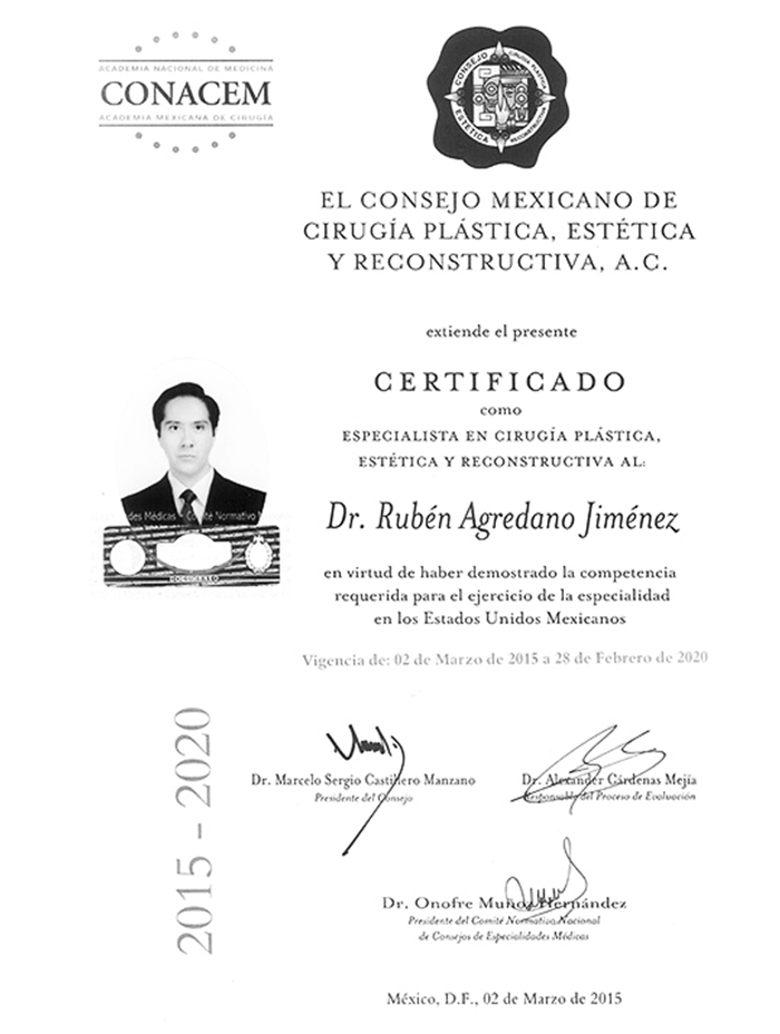 Guadalajara plastic surgeon doctor certificate