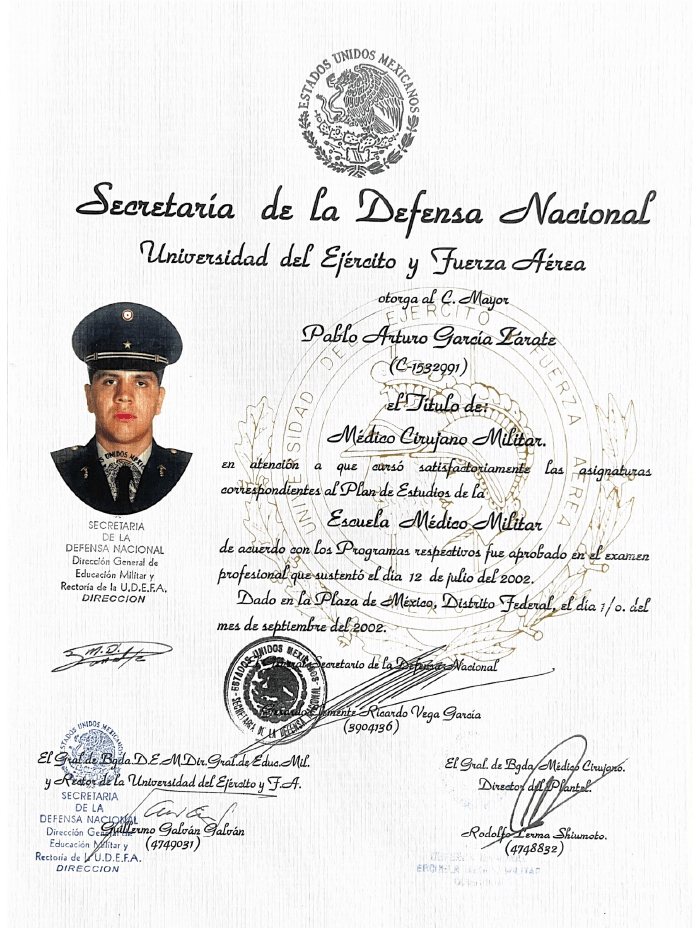 Guadalajara orthopedist doctor certificate
