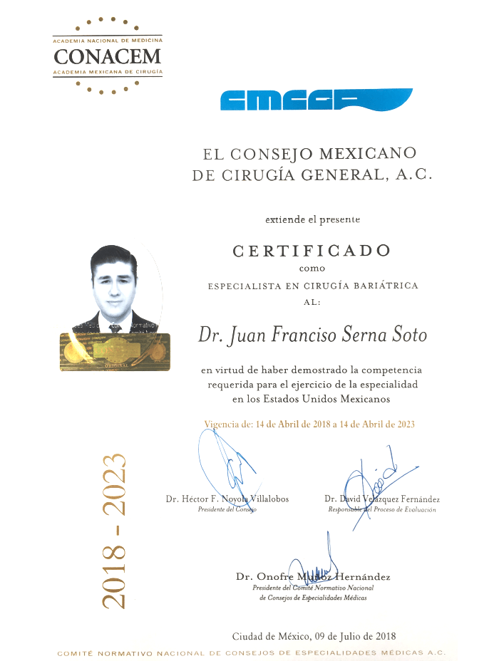 Hermosillo bariatric doctor certificate
