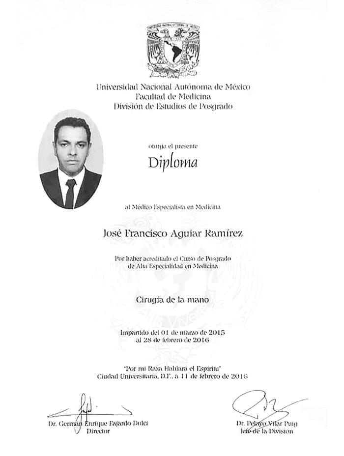 Irapuato orthopedist doctor certificate