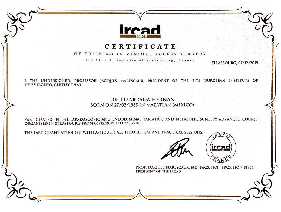 Mazatlan bariatric doctor certificate
