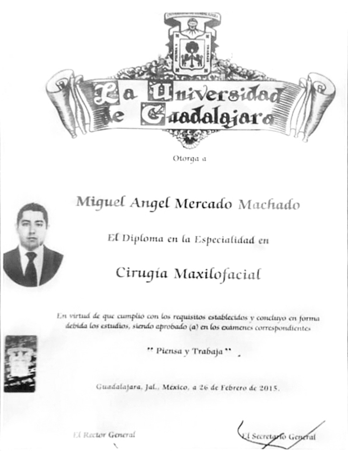 Mexicali maxillofacial doctor certificate