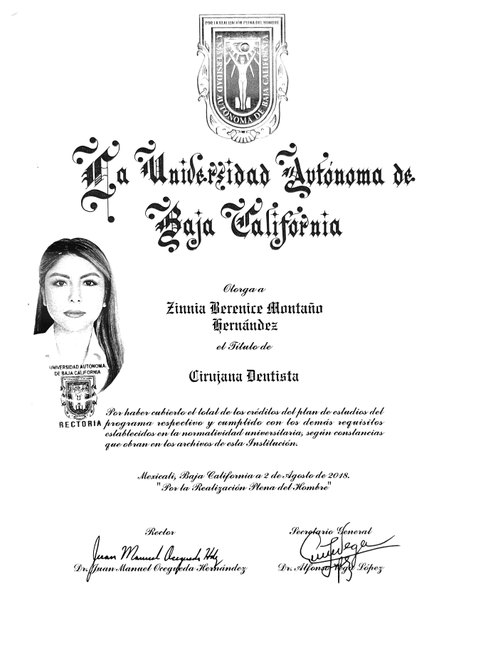 Mexicali dentist doctor certificate