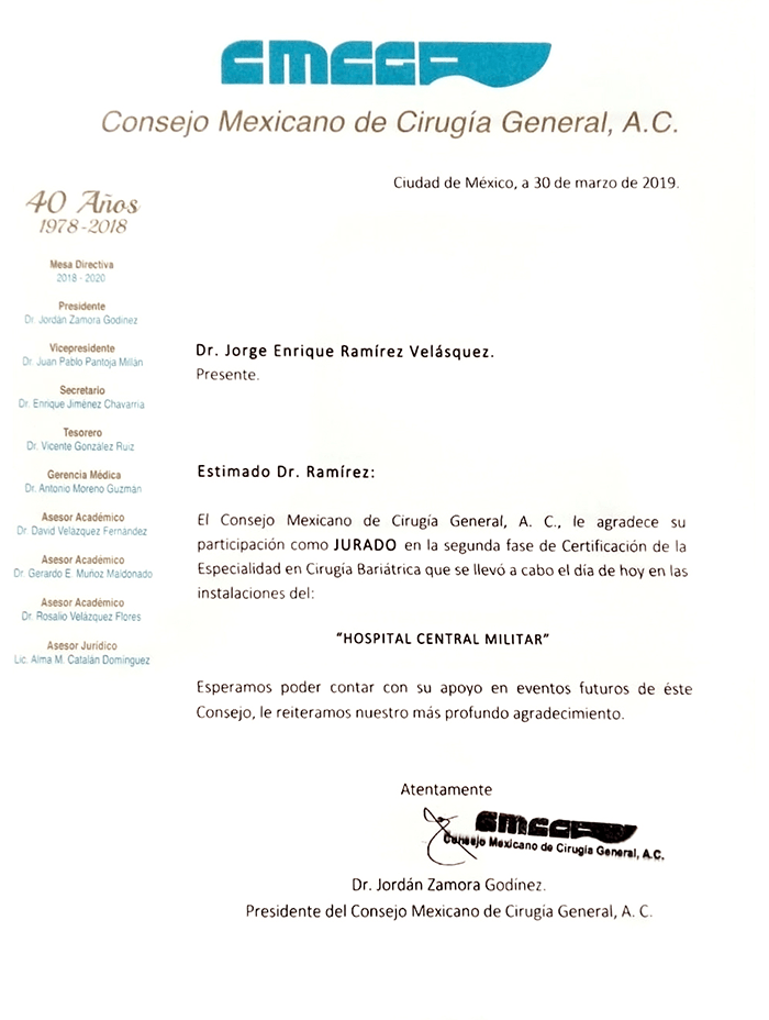 Mexico City bariatric doctor certificate