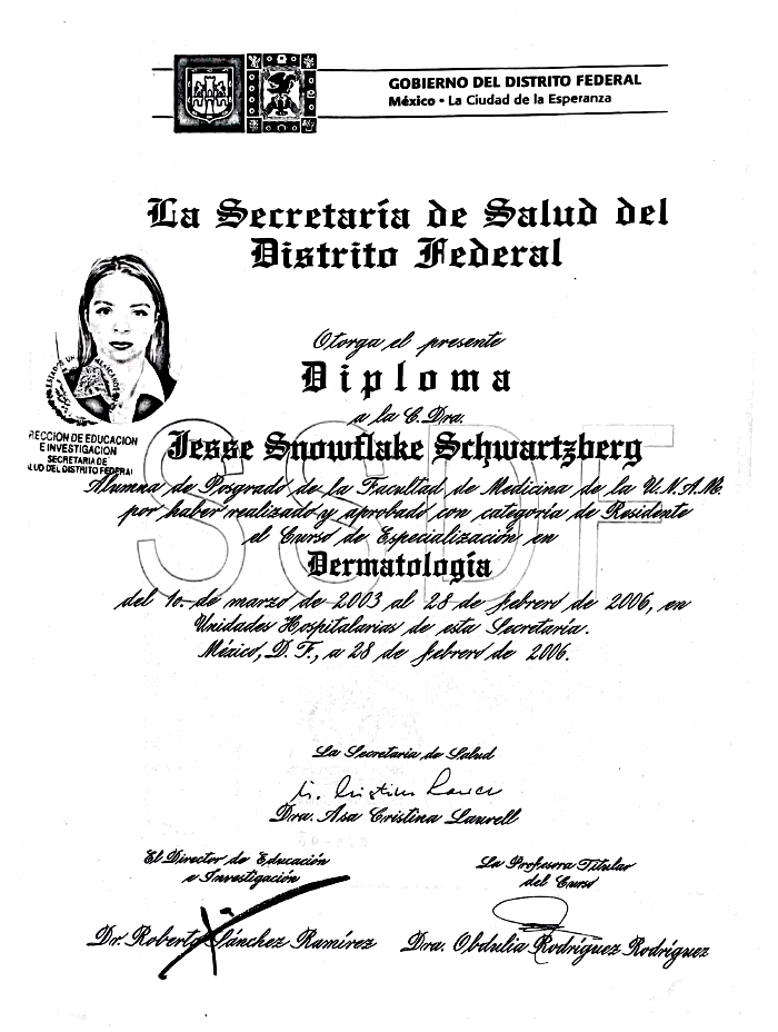 Mexico City aesthetic doctor certificate
