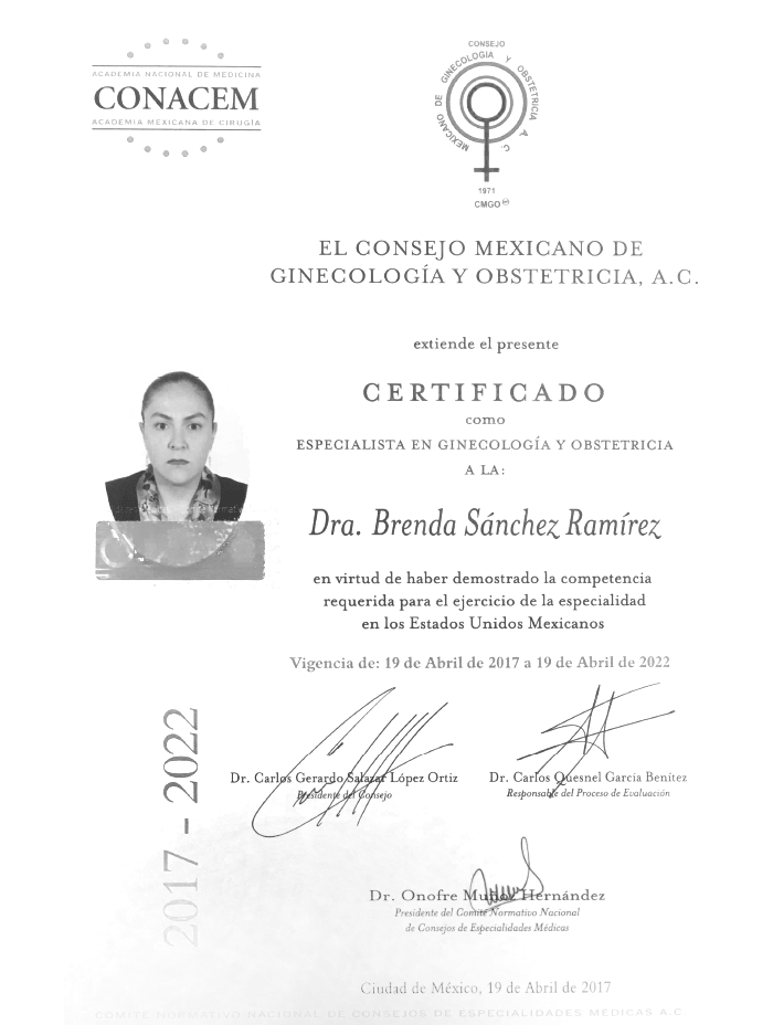Mexico City Fertility doctor certificate