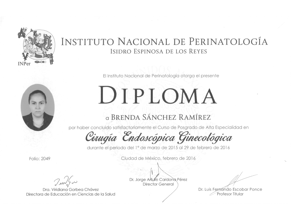 Mexico City Gynecologist doctor certificate
