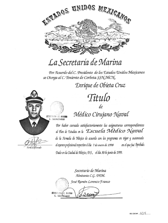 Mexico City Neurosurgeon certificate