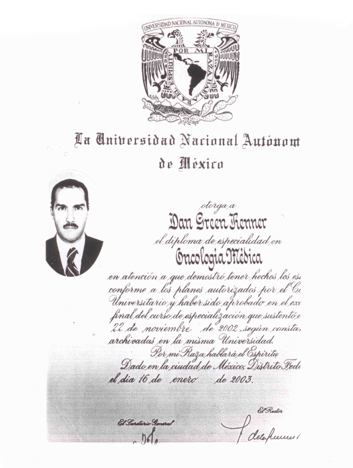 Mexico City Oncologist doctor certificate