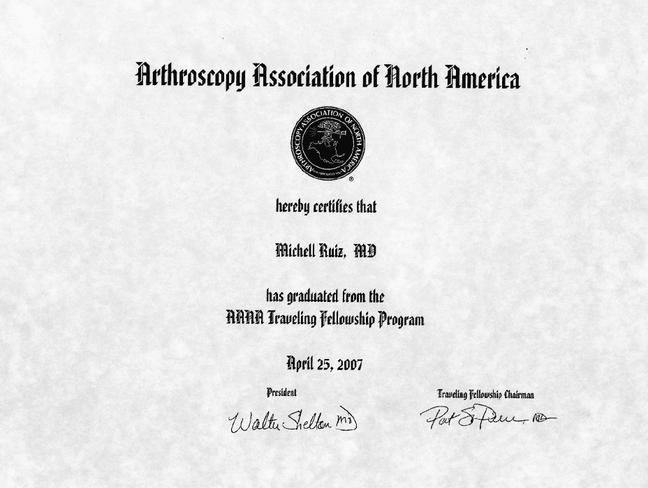 Mexico City orthopedist doctor certificate