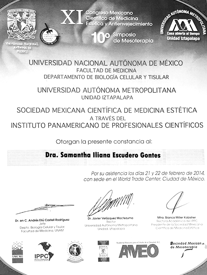 Mexico City aesthetic doctor certificate