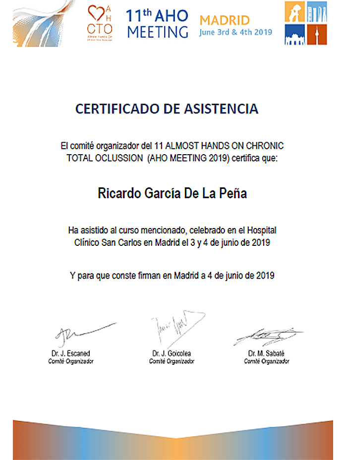 Monterrey Cardiologist certificates