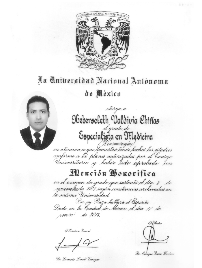 Monterrey Neurosurgeon certificate
