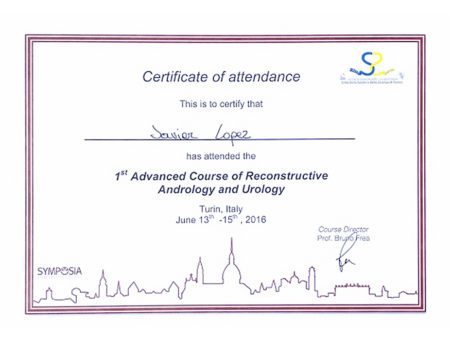 Monterrey Urologist doctor certificate