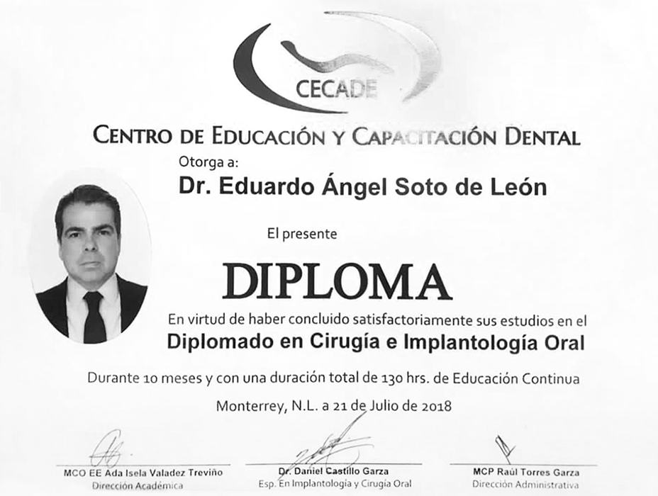 Nuevo Laredo dentist certificate
