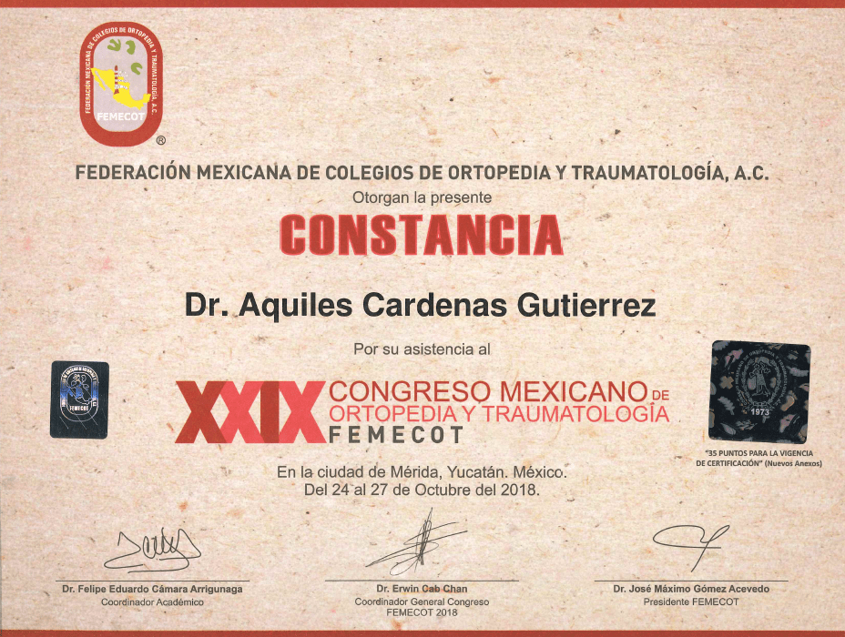 Nuevo Laredo orthopedist doctor certificate