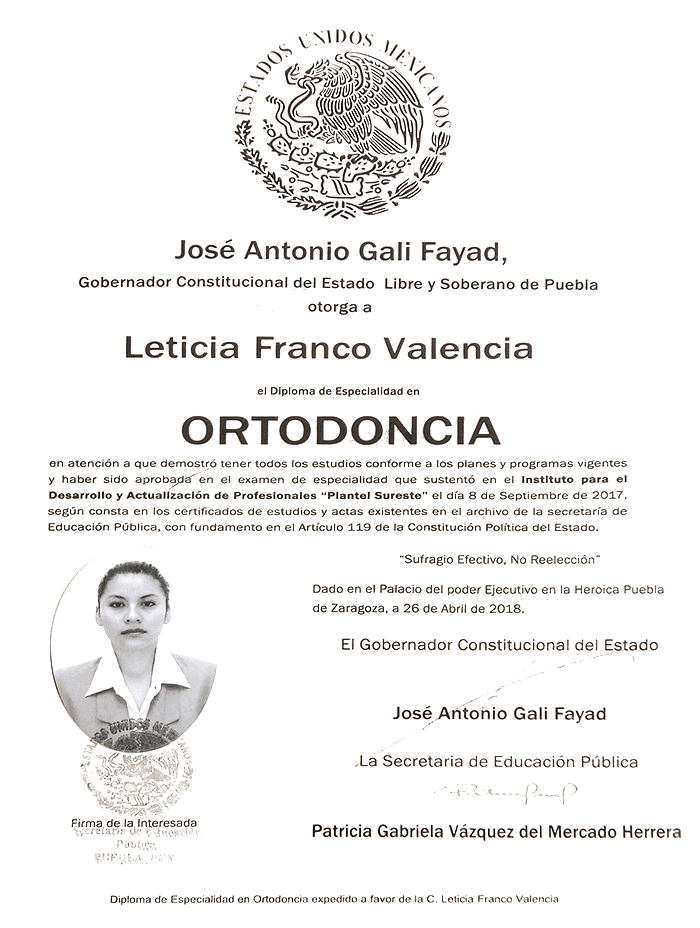 Oaxaca dentist certificate
