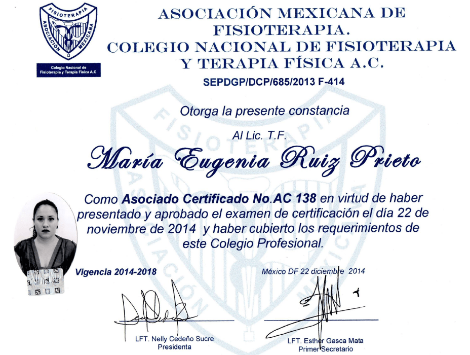 Oaxaca physiotherapist doctor certificate
