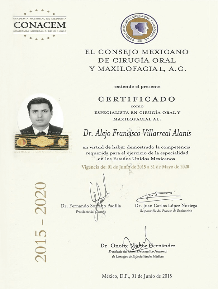 Piedras Negras dentist certificate