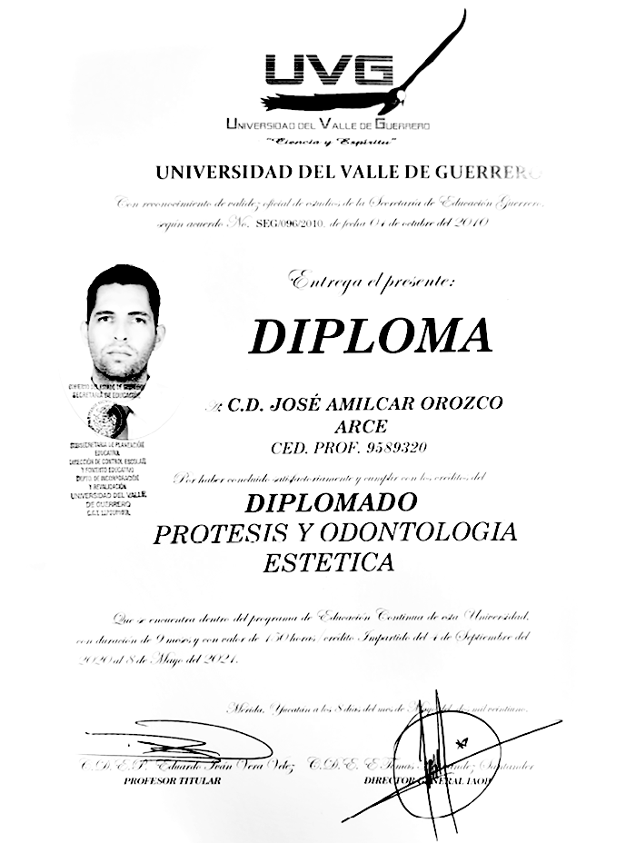Playa del Carmen dentist certificate