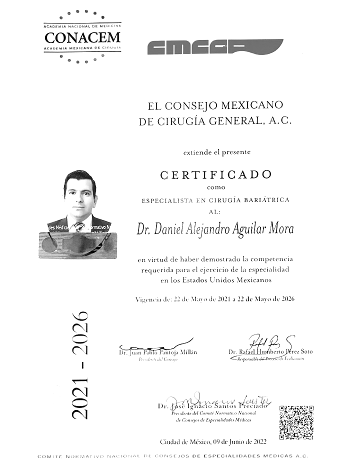 Queretaro bariatric doctor certificate