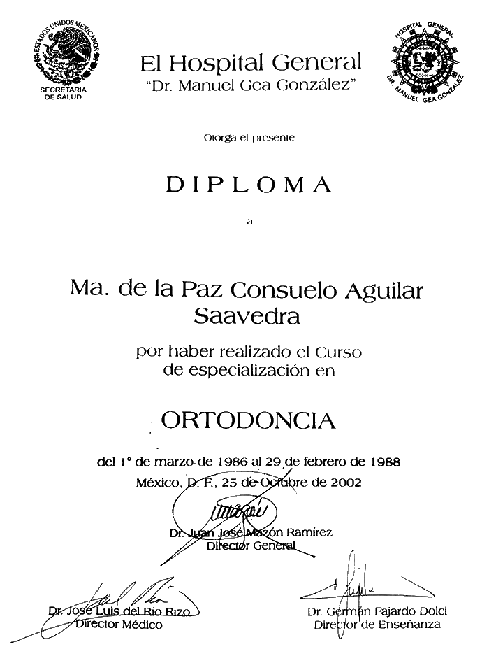 Queretaro dentist certificate