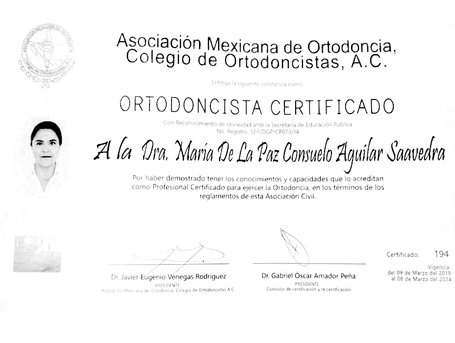 Queretaro dentist certificate