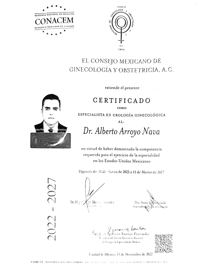 Reynosa Gynecologist doctor certificate