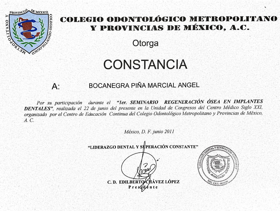Reynosa dentist certificate