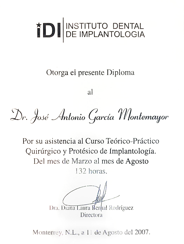 Los Cabos dentist certificate