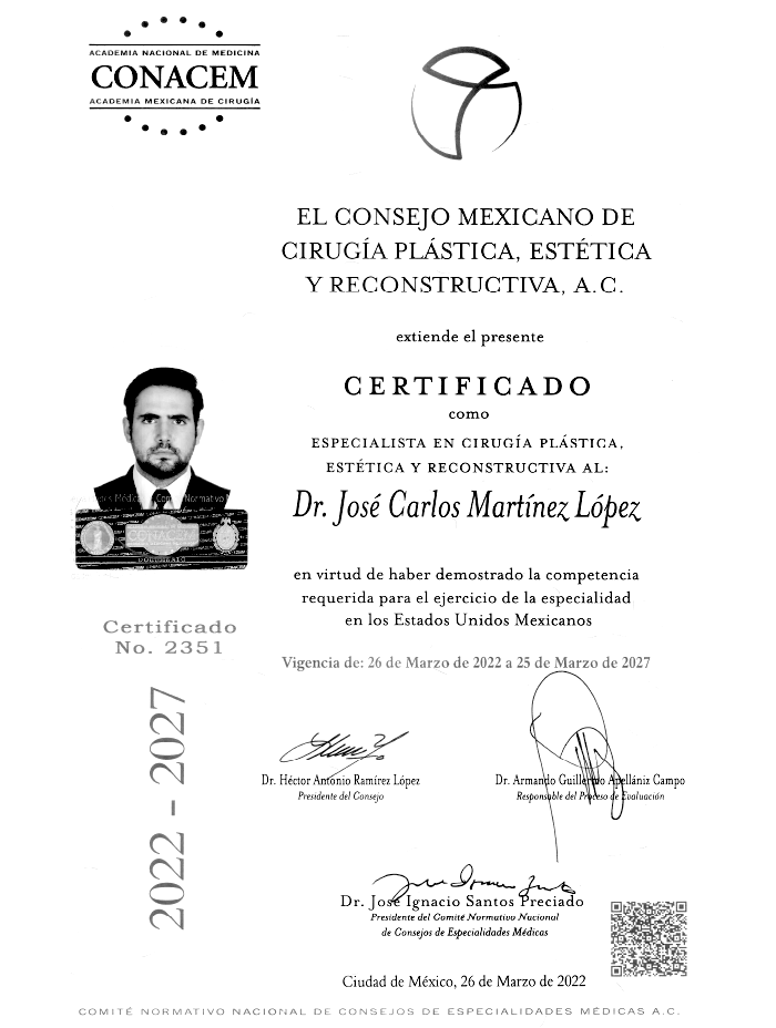 Tijuana plastic surgeon doctor certificate