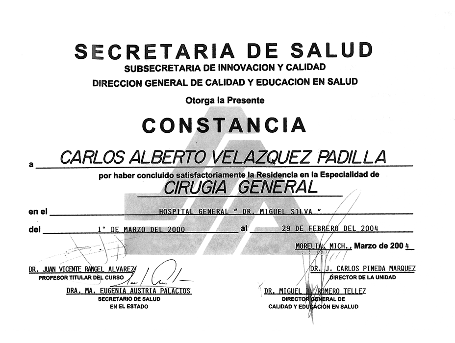 Tijuana endoscopist doctor certificate
