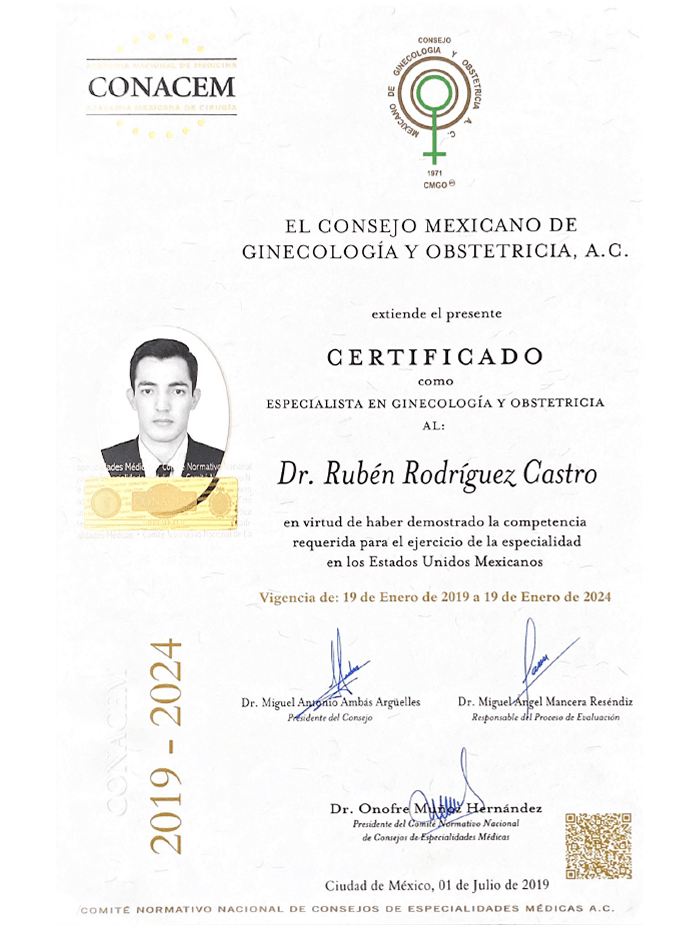 Tijuana Gynecologist doctor certificate