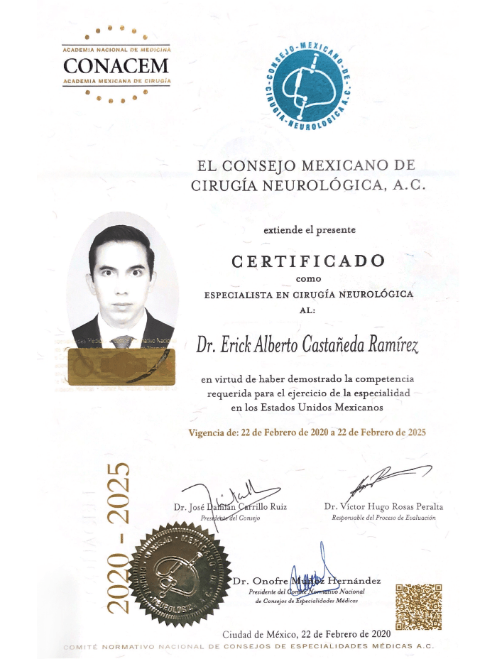 Tijuana Neurosurgeon certificate