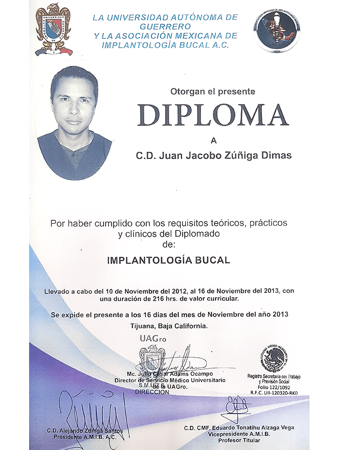 Tijuana dentist certificate